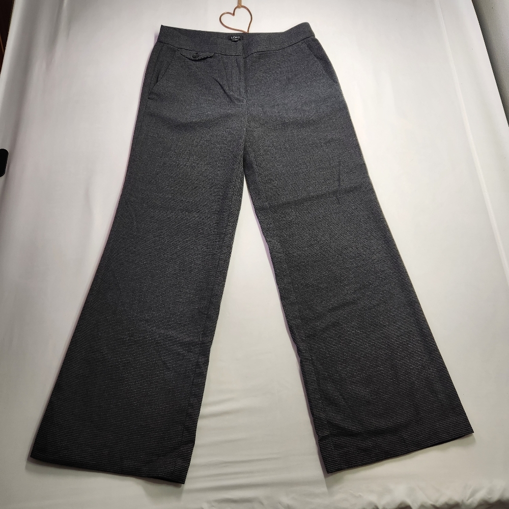 ⭐️Ann Taylor LOFT Gray Wide Leg Pants Herringbone Career Quiet Luxury Size 6